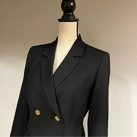 Tahari ASL Black Double Breasted Blazer Dress with Gold Buttons - Picture 5 of 16